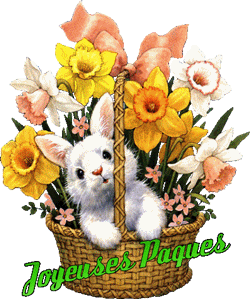 Gif animé joyeuses Pâques lapin panier